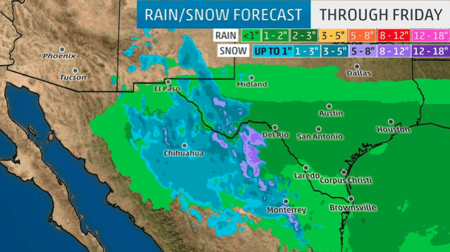 Snow in West Texas before heading Midwest