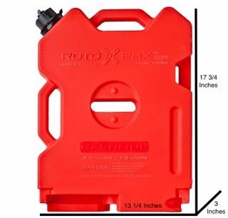 Rotopax 2 Gallon Gasoline Container, Dimensions 17 3/4 L x 13 1/4 W x 3 H - Made in USA | TreadWright